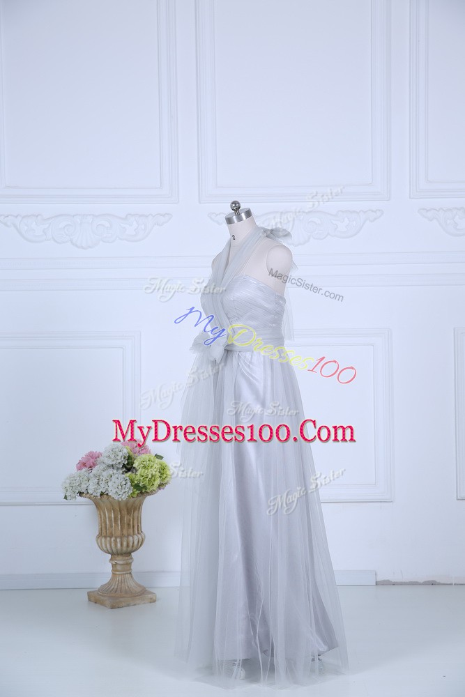 Top Selling Sleeveless Zipper Floor Length Ruching Bridesmaid Dresses