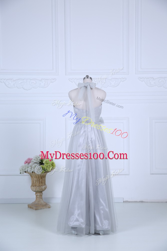 Top Selling Sleeveless Zipper Floor Length Ruching Bridesmaid Dresses