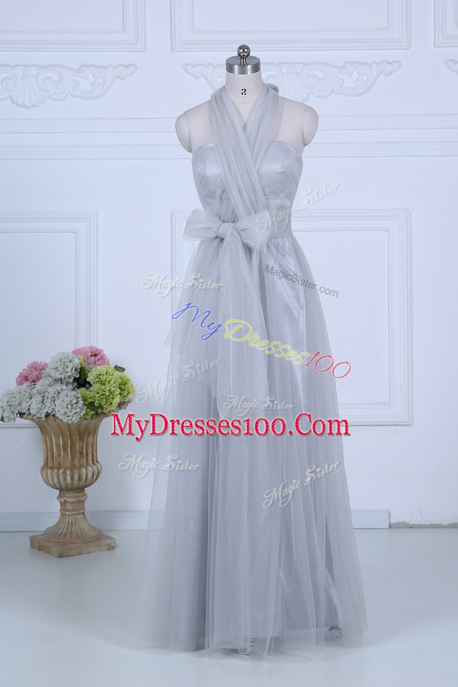 Top Selling Sleeveless Zipper Floor Length Ruching Bridesmaid Dresses