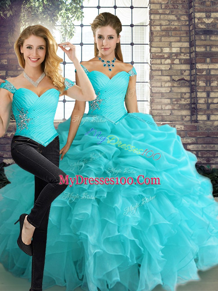 Lovely Sleeveless Beading and Ruffles and Pick Ups Lace Up 15 Quinceanera Dress