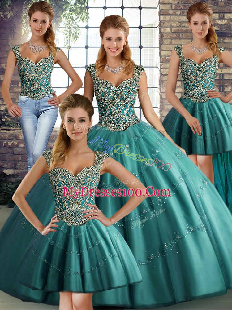 Beautiful Sleeveless Beading and Appliques Lace Up 15th Birthday Dress