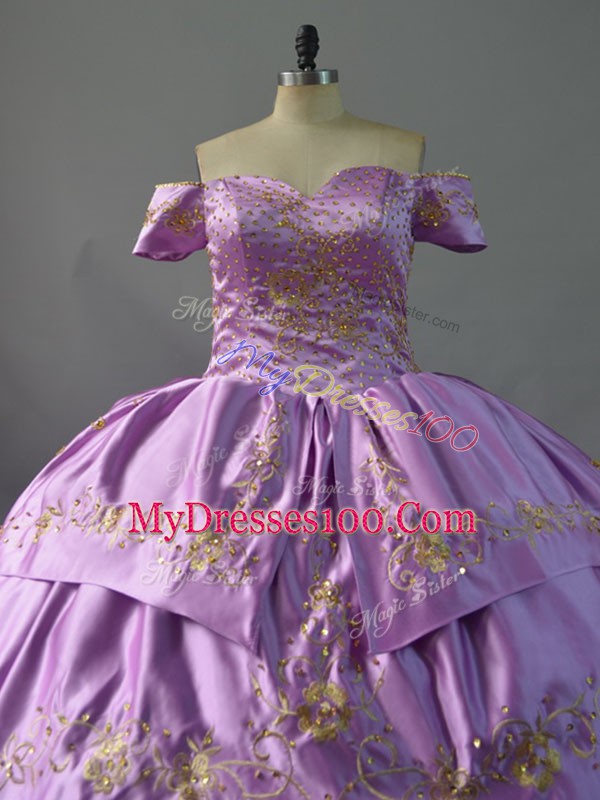 Clearance Organza Sleeveless Quince Ball Gowns Chapel Train and Embroidery and Ruffles