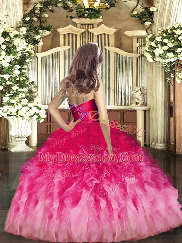Perfect Ruffles Little Girls Pageant Gowns Olive Green Zipper Sleeveless Floor Length