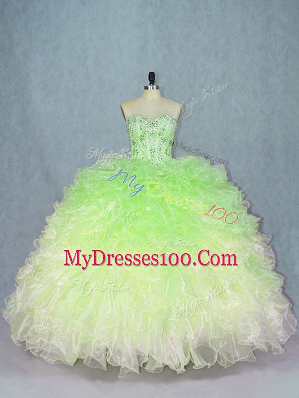 Sweet Ball Gowns Sweet 16 Quinceanera Dress Multi-color Sweetheart Organza Sleeveless Floor Length Lace Up