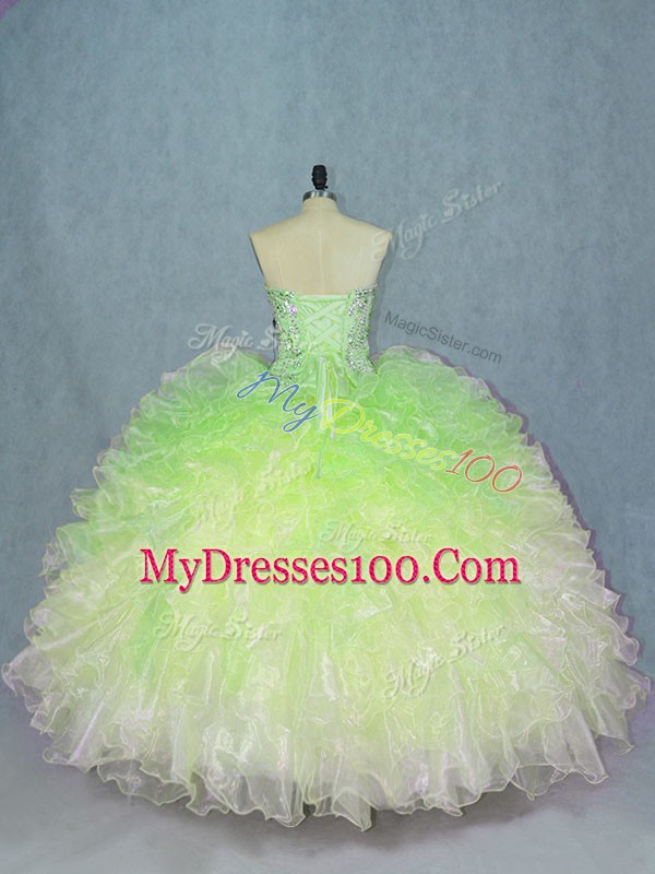 Sweet Ball Gowns Sweet 16 Quinceanera Dress Multi-color Sweetheart Organza Sleeveless Floor Length Lace Up