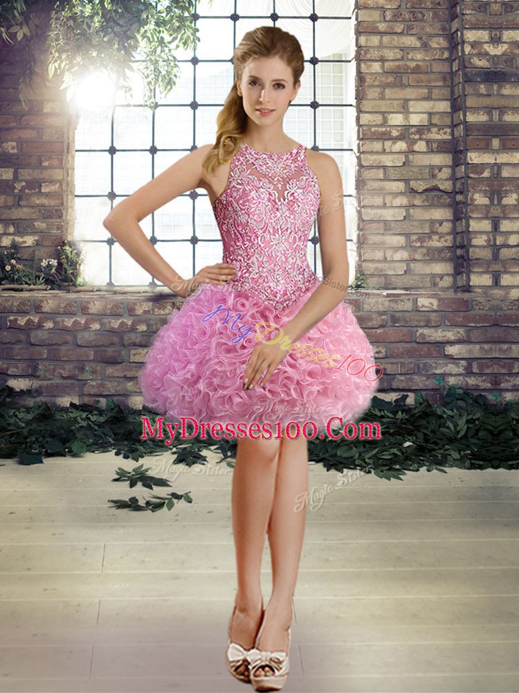 Custom Fit Fabric With Rolling Flowers Sleeveless Floor Length Quinceanera Gown and Beading