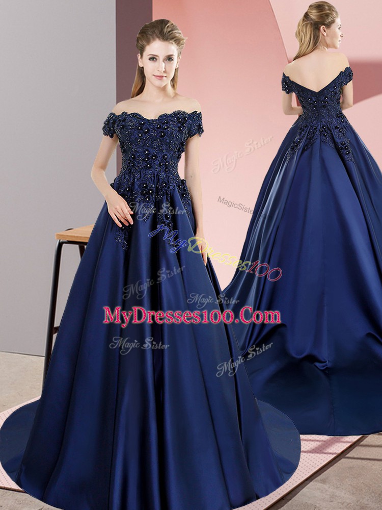 Adorable Navy Blue Lace Up Sweet 16 Quinceanera Dress Lace Sleeveless
