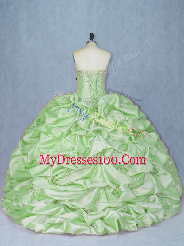 Eye-catching Ball Gowns Beading and Appliques and Pick Ups Quinceanera Dress Lace Up Organza and Taffeta Sleeveless