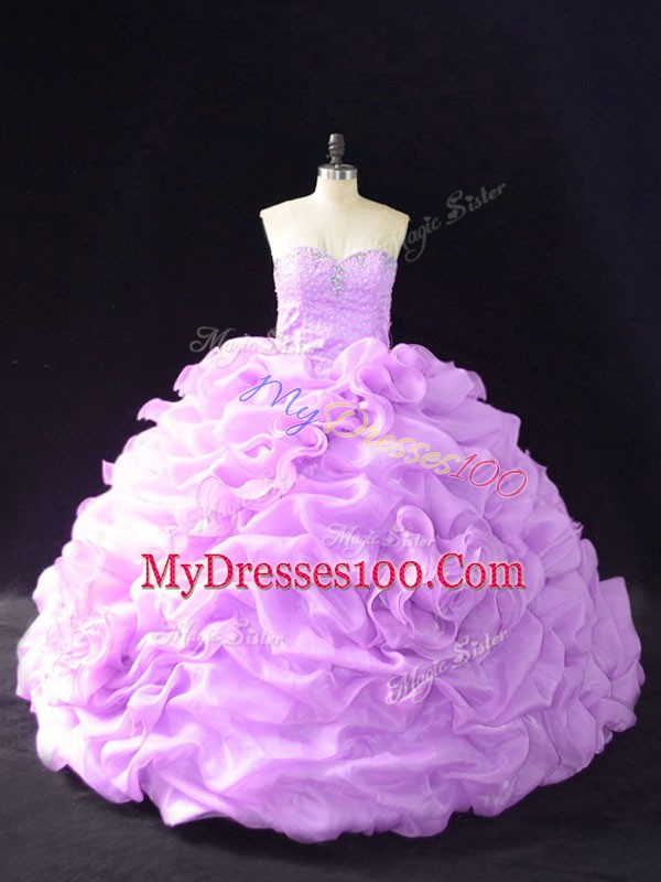 Ball Gowns Sleeveless Lilac Quince Ball Gowns Court Train Lace Up