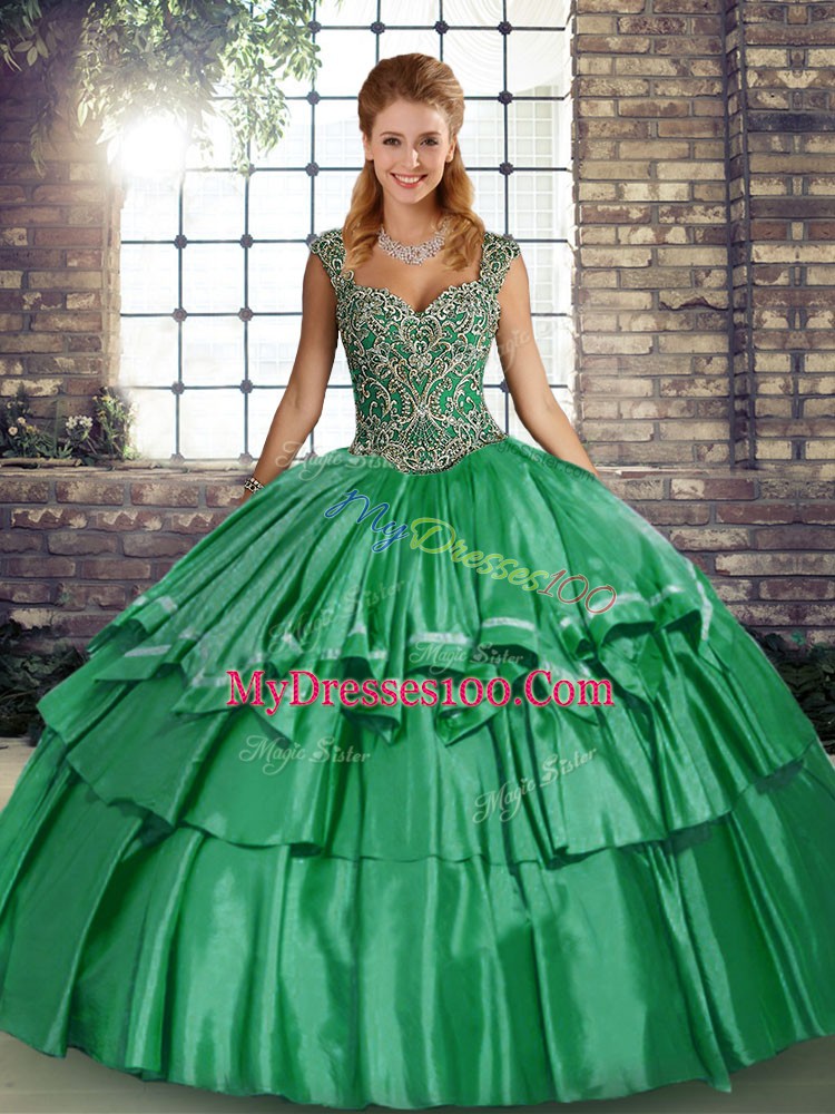Best Sleeveless Beading and Ruffled Layers Lace Up Quinceanera Dresses