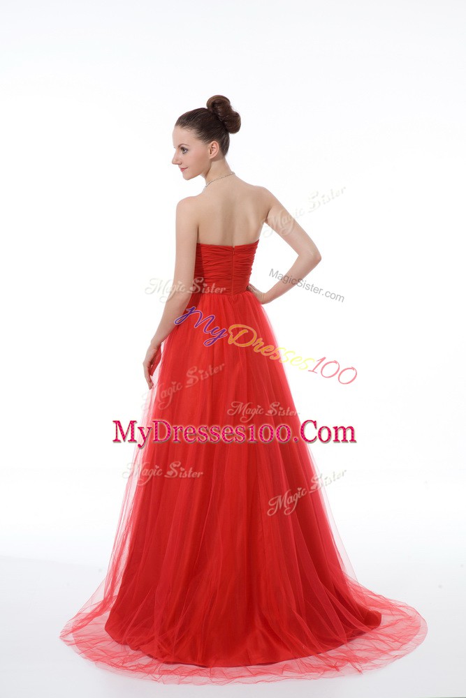 Sweetheart Sleeveless Tulle Dress for Prom Beading Zipper