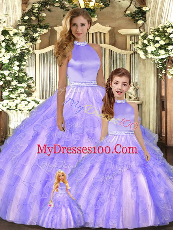 Glamorous Sleeveless Backless Floor Length Beading and Ruffles Sweet 16 Dresses