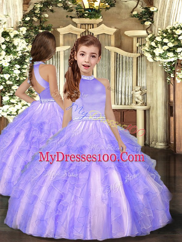 Glamorous Sleeveless Backless Floor Length Beading and Ruffles Sweet 16 Dresses