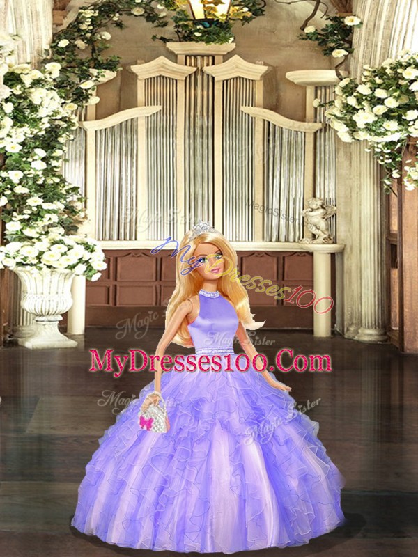Glamorous Sleeveless Backless Floor Length Beading and Ruffles Sweet 16 Dresses