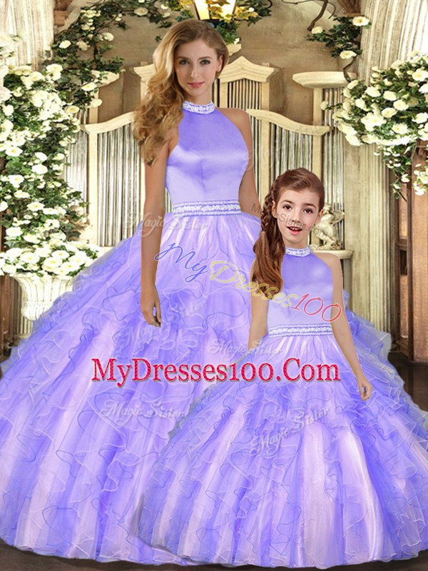 Glamorous Sleeveless Backless Floor Length Beading and Ruffles Sweet 16 Dresses