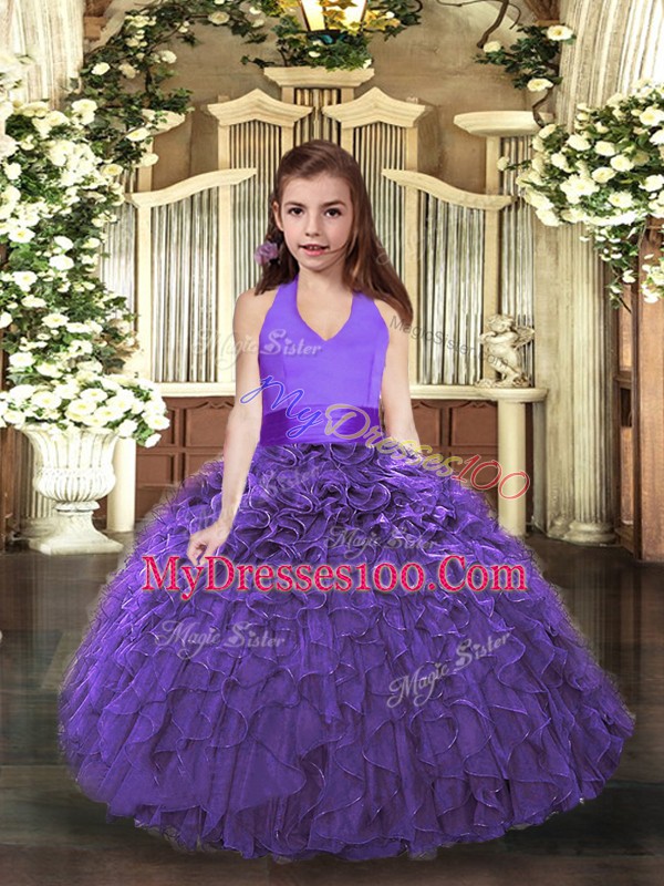 Gorgeous Sleeveless Lace Up Floor Length Ruffles Pageant Dress for Teens
