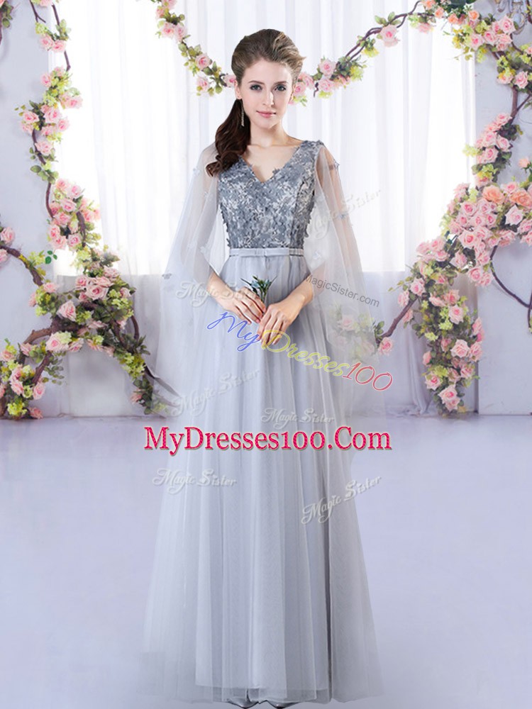 Comfortable Sleeveless Appliques Lace Up Wedding Guest Dresses