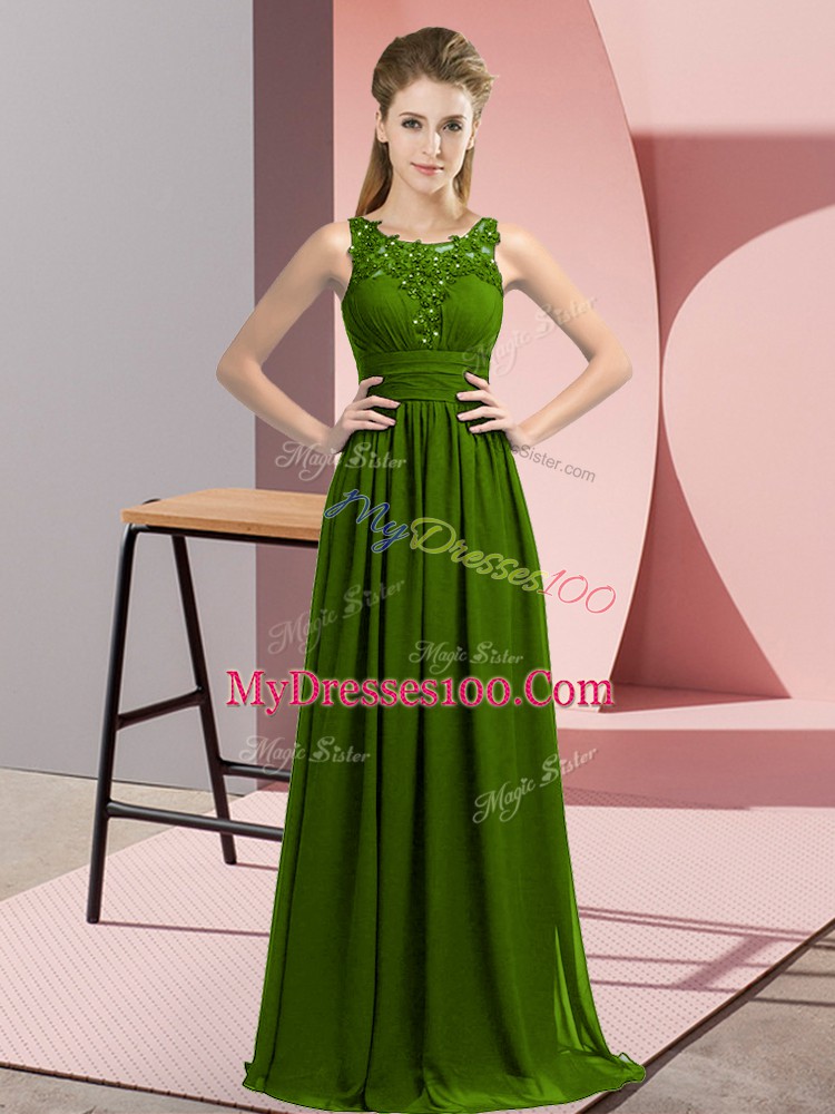 Scoop Sleeveless Chiffon Court Dresses for Sweet 16 Beading and Appliques Zipper
