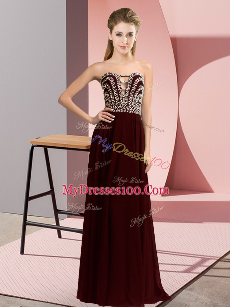 Glittering Chiffon Sleeveless Floor Length Evening Party Dresses and Beading