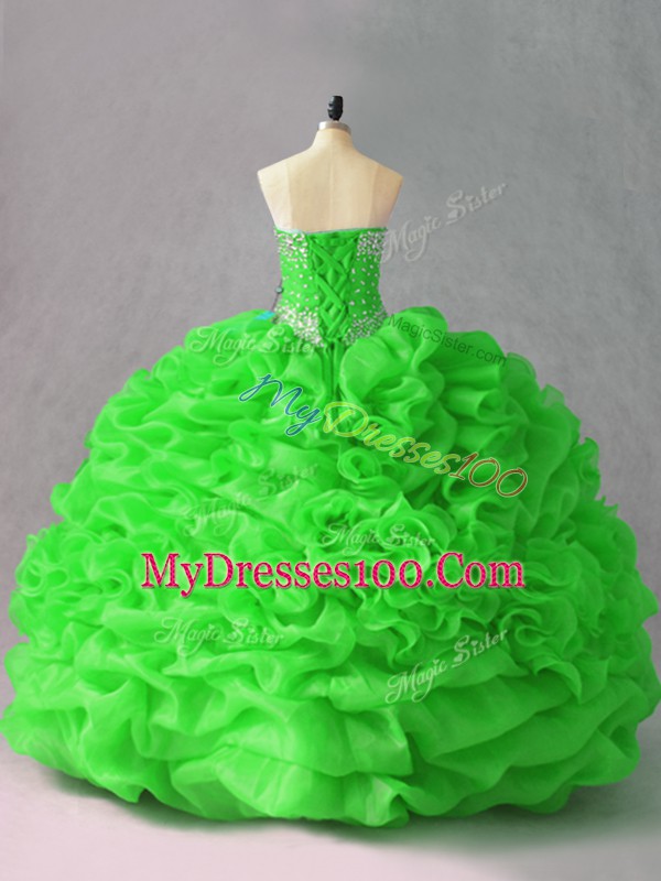 Adorable 15 Quinceanera Dress Sweet 16 and Quinceanera with Beading and Hand Made Flower Sweetheart Sleeveless Lace Up