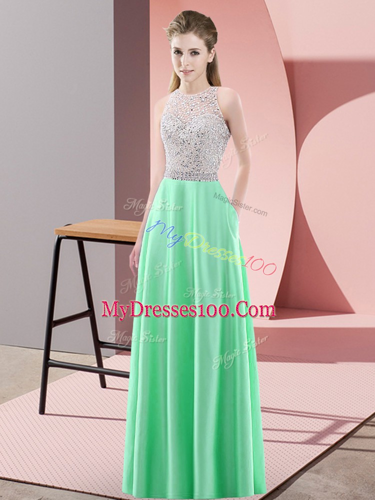 Popular Apple Green Scoop Backless Beading Sleeveless