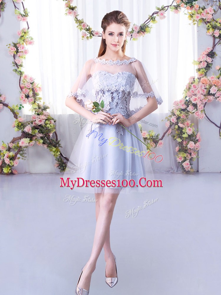 Grey Sweetheart Lace Up Lace Dama Dress for Quinceanera Sleeveless