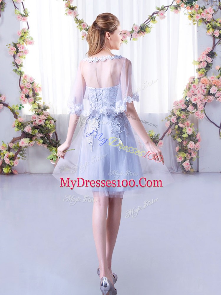 Grey Sweetheart Lace Up Lace Dama Dress for Quinceanera Sleeveless