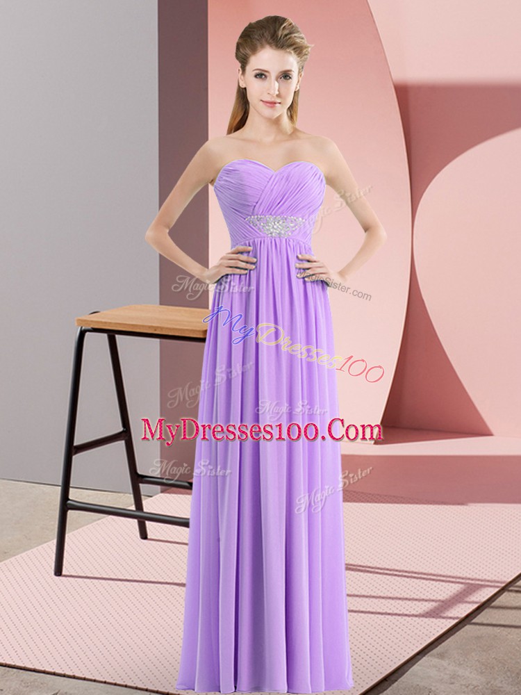 High End Chiffon Sleeveless Floor Length Prom Party Dress and Beading