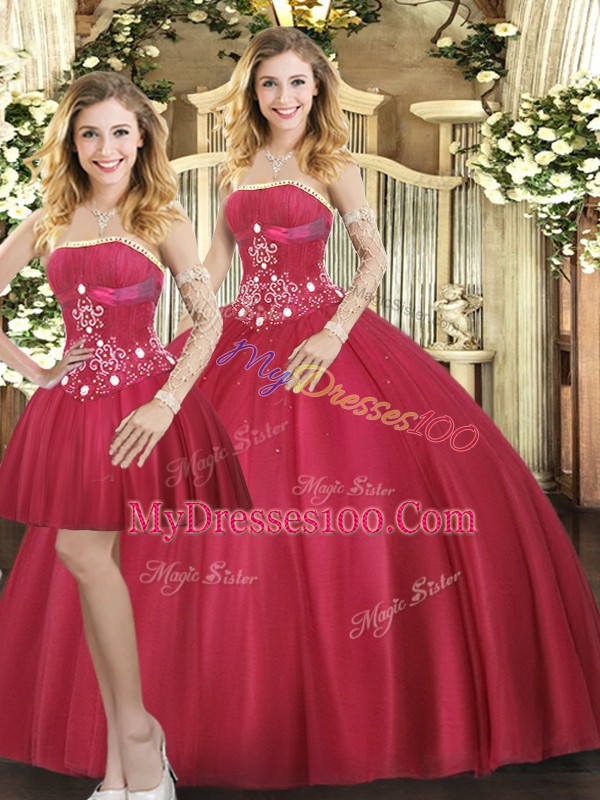 Tulle Sleeveless Floor Length Vestidos de Quinceanera and Beading