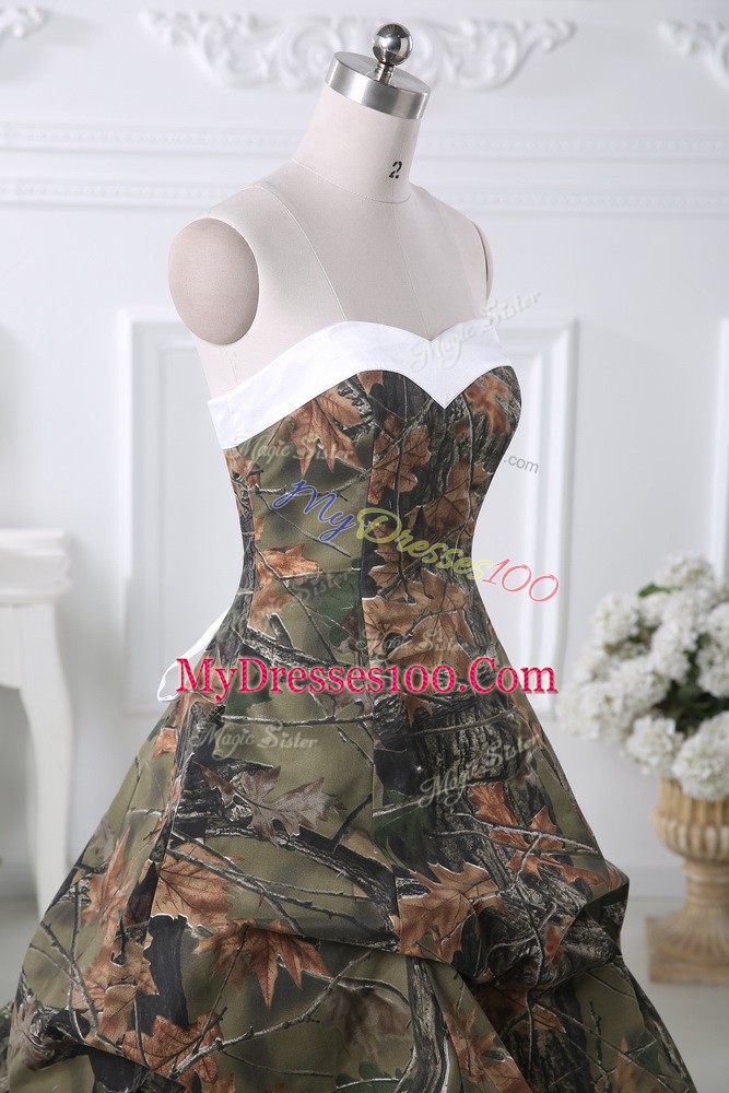Beautiful Multi-color Lace Up Sweetheart Pick Ups Prom Dress Taffeta Sleeveless Court Train