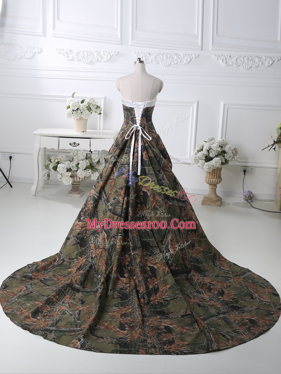 Beautiful Multi-color Lace Up Sweetheart Pick Ups Prom Dress Taffeta Sleeveless Court Train