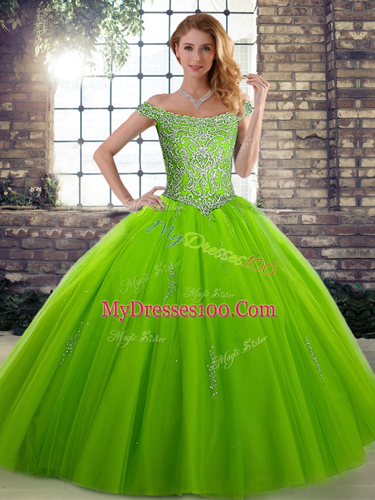 Sleeveless Lace Up Floor Length Beading Quinceanera Dresses