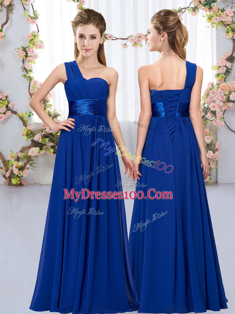 Chiffon Sleeveless Floor Length Wedding Party Dress and Belt