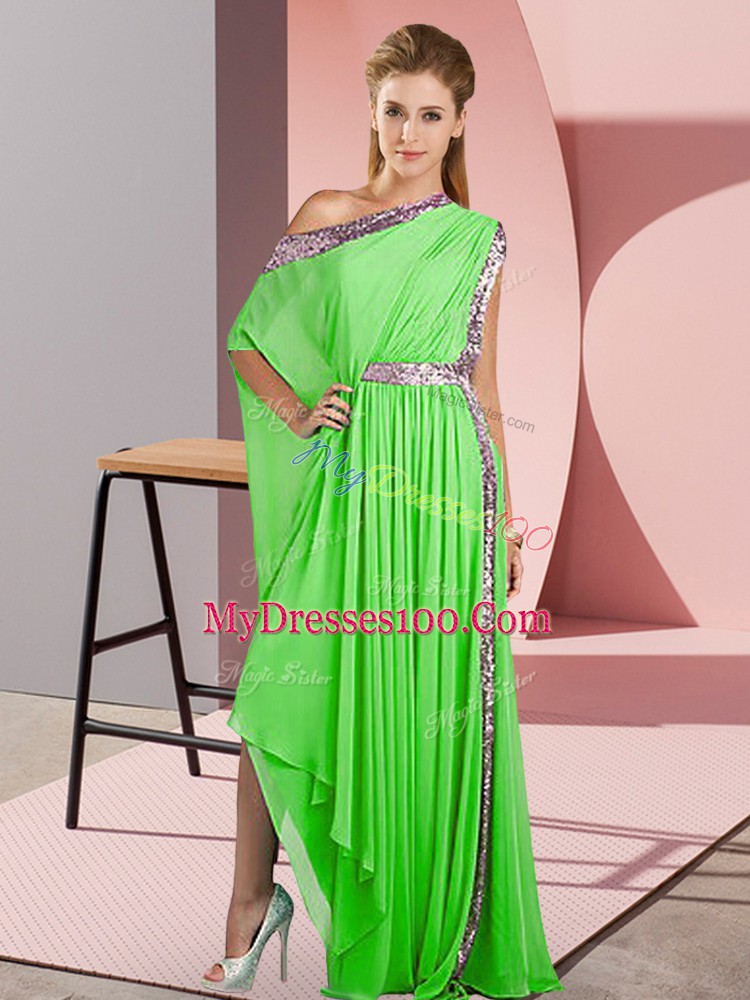 Trendy One Shoulder Side Zipper Sequins Prom Party Dress Sleeveless