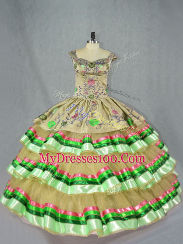 Ball Gowns 15 Quinceanera Dress Olive Green Straps Organza Sleeveless Floor Length Lace Up