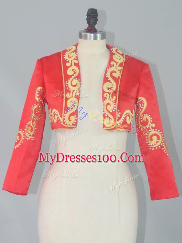 Super Red Lace Up Straps Embroidery and Ruffled Layers Little Girls Pageant Gowns Organza Sleeveless