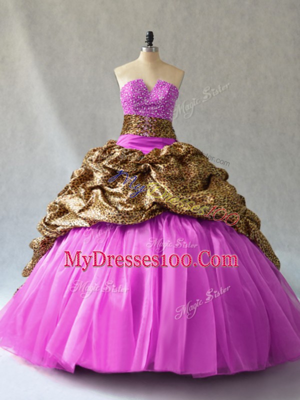Delicate Ball Gowns Sleeveless Lilac Ball Gown Prom Dress Brush Train Lace Up