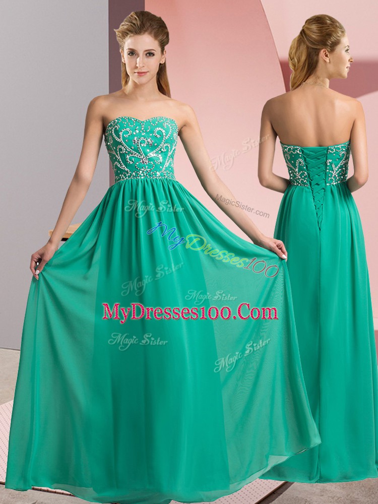 Amazing Chiffon Sleeveless Floor Length Party Dress and Beading