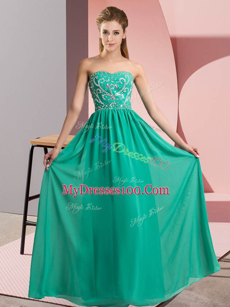 Amazing Chiffon Sleeveless Floor Length Party Dress and Beading