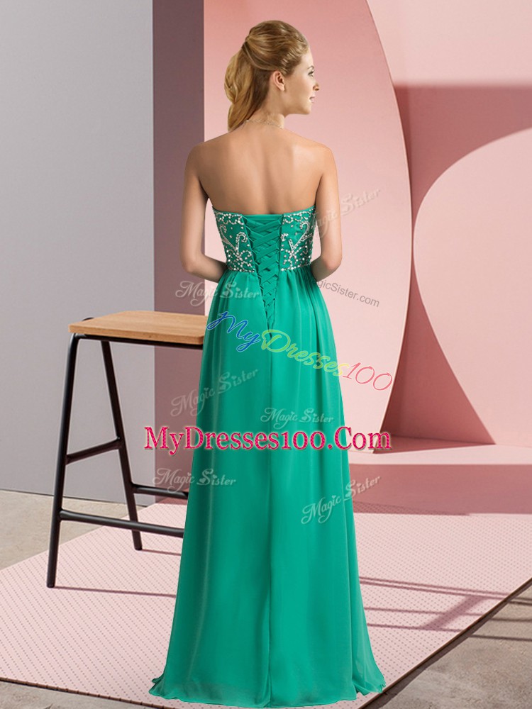 Amazing Chiffon Sleeveless Floor Length Party Dress and Beading