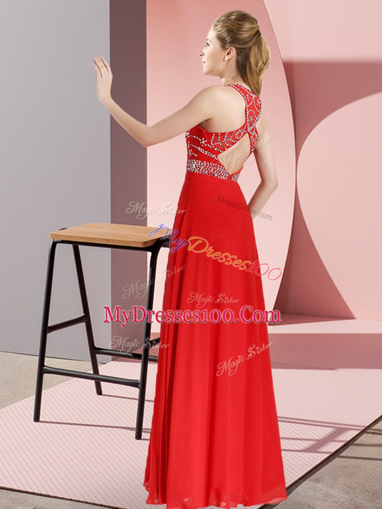 Floor Length Empire Sleeveless Royal Blue Dress for Prom Backless