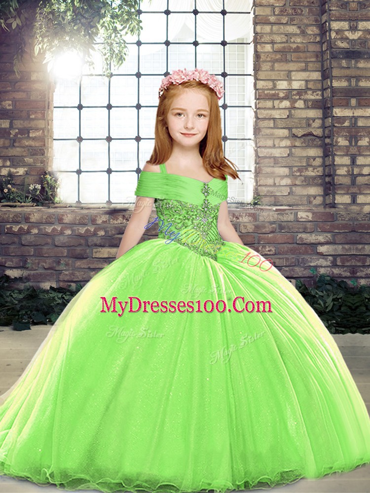Sleeveless Beading Lace Up Little Girl Pageant Dress