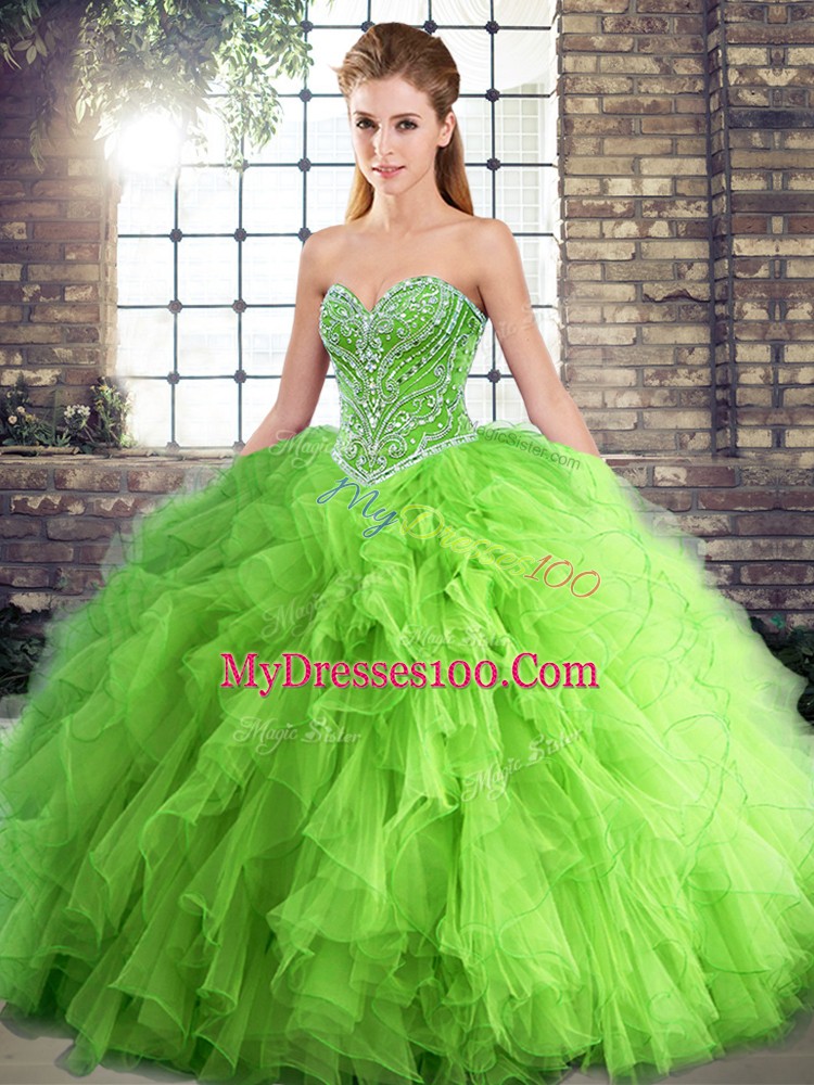 Trendy Sweetheart Sleeveless Lace Up Quinceanera Dresses Tulle