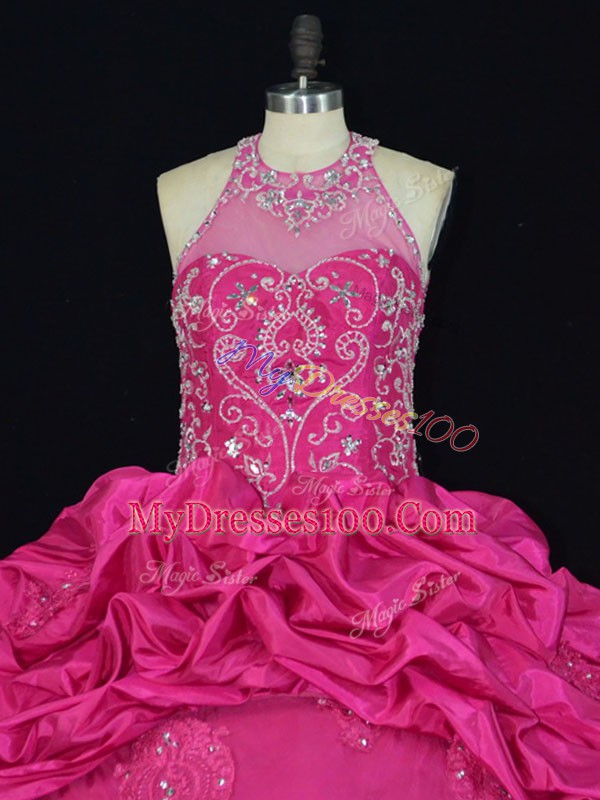 Sleeveless Lace Up Beading and Appliques and Embroidery and Pick Ups Sweet 16 Dress