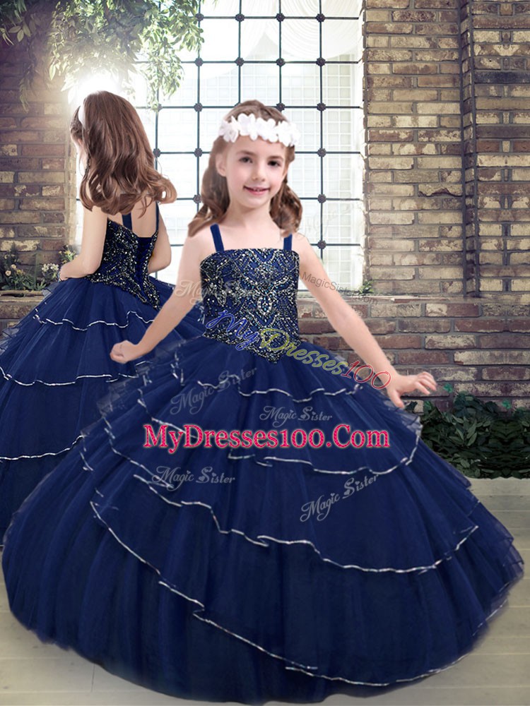 Vintage Tulle Sleeveless Quinceanera Dress Brush Train and Beading and Ruffled Layers