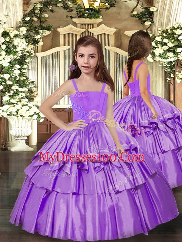 Sweet Floor Length Ball Gowns Sleeveless Lilac Vestidos de Quinceanera Lace Up
