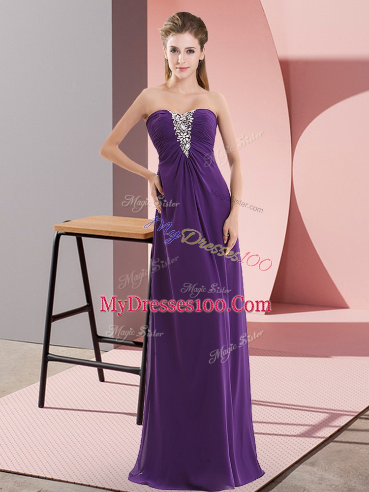 Hot Selling Sweetheart Sleeveless Chiffon Beading Zipper