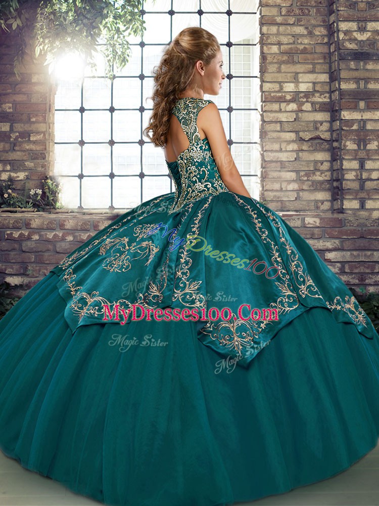 Floor Length Ball Gowns Sleeveless Olive Green 15th Birthday Dress Lace Up