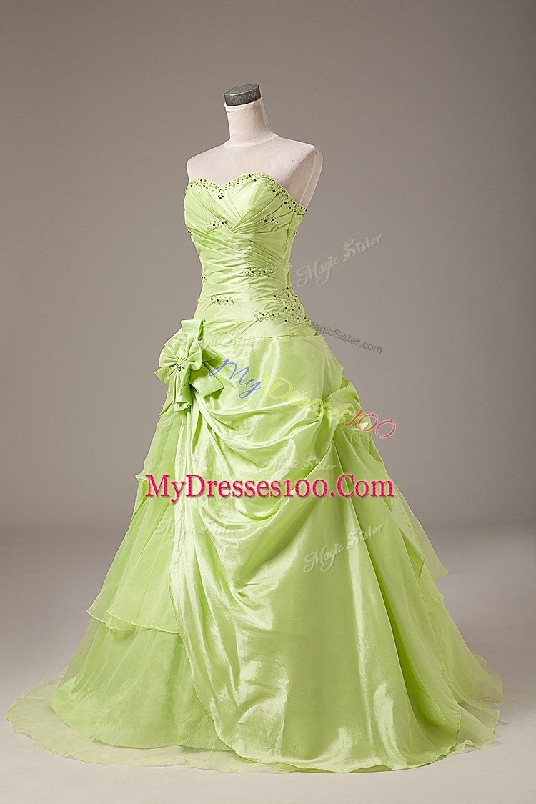 Colorful Sweetheart Sleeveless Organza Sweet 16 Dress Beading and Hand Made Flower Lace Up