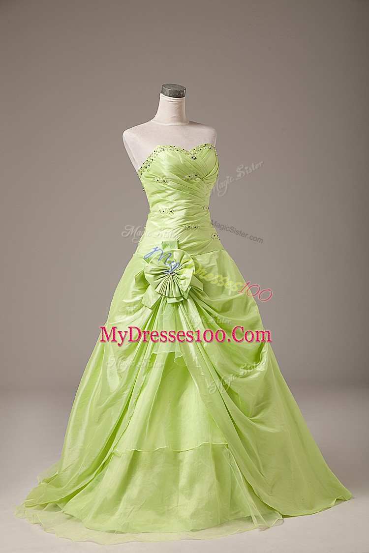 Colorful Sweetheart Sleeveless Organza Sweet 16 Dress Beading and Hand Made Flower Lace Up